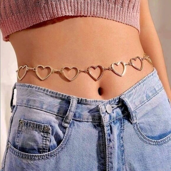 Boutique Accessories - Gold Chain Heart Body Jewelry Waist Accessory